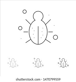 Bug, Internet, Network, Protection, Security Bold and thin black line icon set. Vector Icon Template background