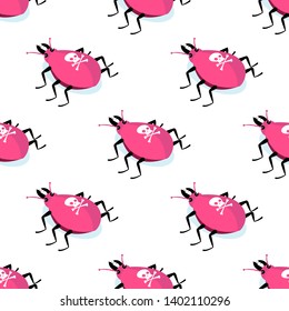 Bug isometric icon seamless pattern. Virus symbol. Vector illustration
