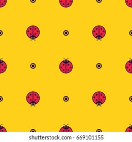 Bug, Ladybug cute seamless pattern, colorful flat style vector illustration eps 10