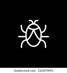 Bug Line Icon On Black Background. Black Flat Style Vector Illustration.