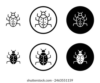 Bug line icon set. beetle insect icon. software malware virus line icon. computer cyber malicious code icon suitable for apps and websites UI designs.