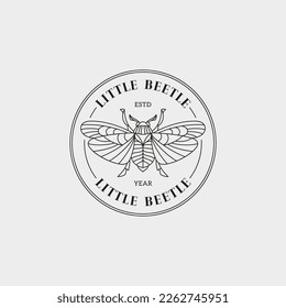 Bug logo design template. Linear graphic style. Vector illustration.