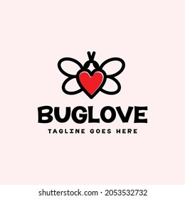 bug with love care logo icon vector template