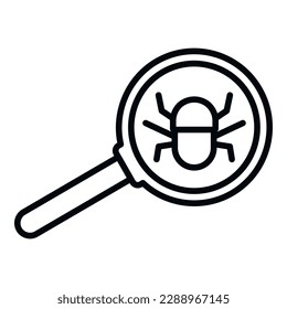 Bug magnifier icon outline vector. Hacker error. Computer threat