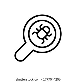 Bug magnifier icon. Simple line, outline vector elements of hacks icons for ui and ux, website or mobile application