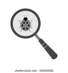 Bug, magnifying glass, search, analysis icon vector image. Can also be used for seo, digital marketing, technology. Suitable for use on web apps, mobile apps and print media.