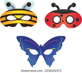 Bug masks for kids, butterfly, ladybug, bee