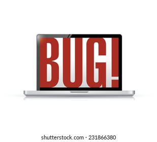 bug message on a laptop illustration design over a white background