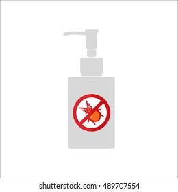 Bug Mosquito stop spray sign flat symbol icon on background