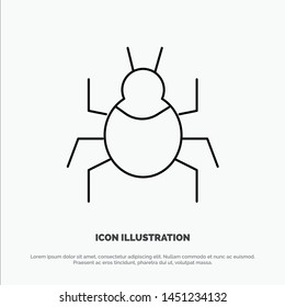 Bug, Nature, Virus, Indian Line Icon Vector
