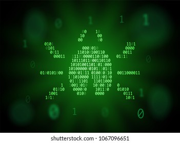 Bug of numbers. Concept of cyber attack, virus, errors in code