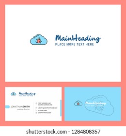 Bug on cloud  Logo design with Tagline & Front and Back Busienss Card Template. Vector Creative Design