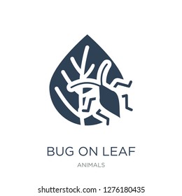 bug on leaf icon vector on white background, bug on leaf trendy filled icons from Animals collection, bug on leaf vector illustration