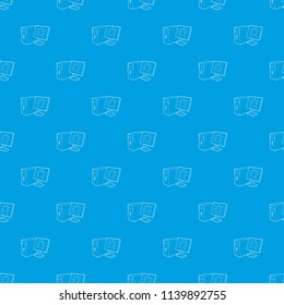 Bug on the monitor of personal computer pattern vector seamless blue repeat for any use