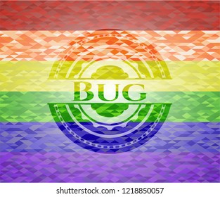Bug on mosaic background with the colors of the LGBT flag