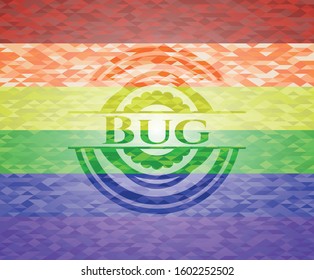 Bug on mosaic background with the colors of the LGBT flag