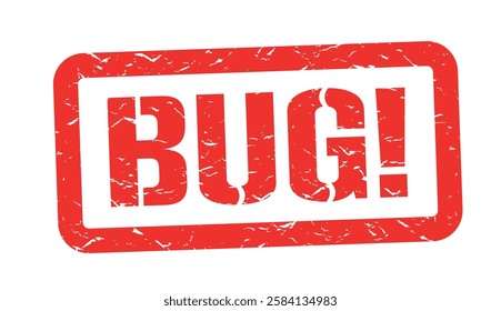 Bug! on red stamp vector