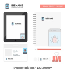 Bug on a smartphone  Business Logo, Tab App, Diary PVC Employee Card and USB Brand Stationary Package Design Vector Template