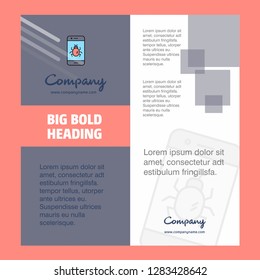 Bug on a smartphone  Company Brochure Title Page Design. Company profile, annual report, presentations, leaflet Vector Background