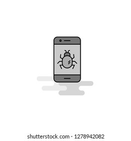 Bug on a smartphone  Web Icon. Flat Line Filled Gray Icon Vector