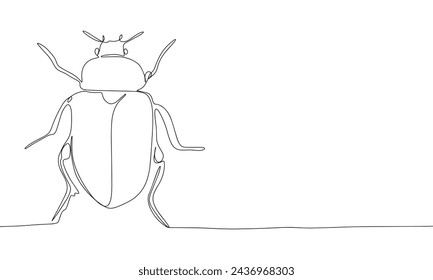 Bug one line continuous. Line art bug isolated on transparent background. Hand drawn vector art.