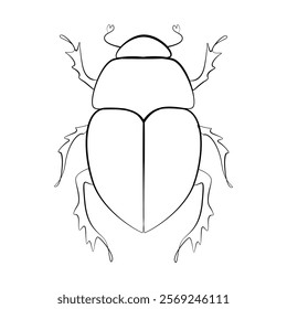 Bug one line drawing on white isolated background