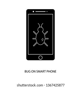bug on,smart phone icon,symbol and vector,Can be used for web, print and mobile