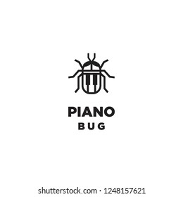 bug and piano logo icon vector inspiration