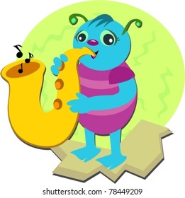 Bug Playing a Saxophone