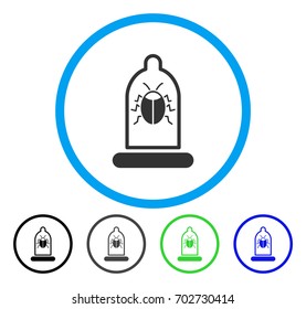 Bug Protection Condom rounded icon. Vector illustration style is a flat iconic symbol inside a circle, black, grey, blue, green versions. Designed for web and software interfaces.