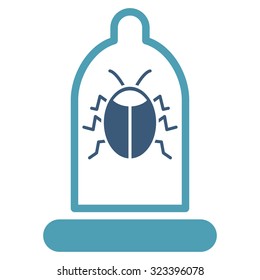 Bug Protection vector icon. Style is bicolor flat symbol, cyan and blue colors, rounded angles, white background.
