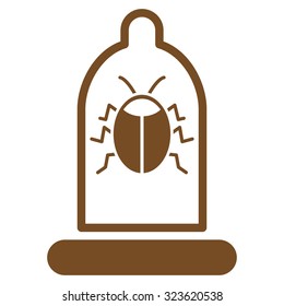 Bug Protection vector icon. Style is flat symbol, brown color, rounded angles, white background.