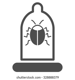 Bug Protection vector icon. Style is flat symbol, gray color, rounded angles, white background.