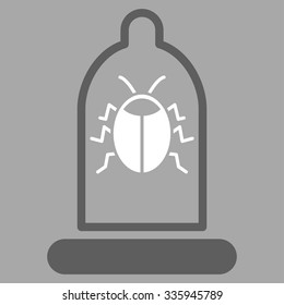 Bug Protection vector icon. Style is bicolor flat symbol, dark gray and white colors, rounded angles, silver background.