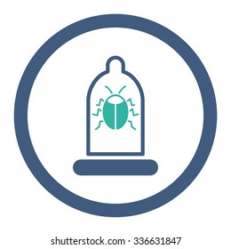 Bug Protection vector icon. Style is bicolor flat rounded symbol, cobalt and cyan colors, rounded angles, white background.