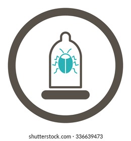 Bug Protection vector icon. Style is bicolor flat rounded symbol, grey and cyan colors, rounded angles, white background.