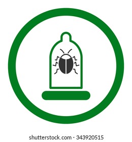 Bug Protection vector icon. Style is bicolor flat rounded symbol, green and gray colors, rounded angles, white background.