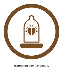 Bug Protection vector icon. Style is flat rounded symbol, brown color, rounded angles, white background.