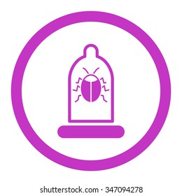Bug Protection vector icon. Style is flat rounded symbol, violet color, rounded angles, white background.