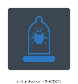 Bug Protection vector icon. Style is flat rounded square button, smooth blue colors, white background.