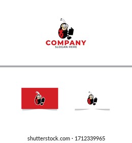 Bug Reading Logo Design Template