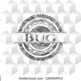 Bug realistic grey emblem with cube white background