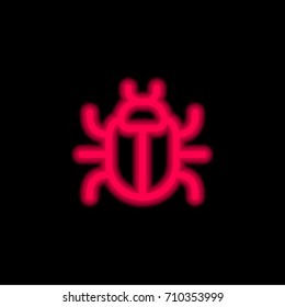 Bug red glowing neon ui ux icon. Glowing sign logo vector