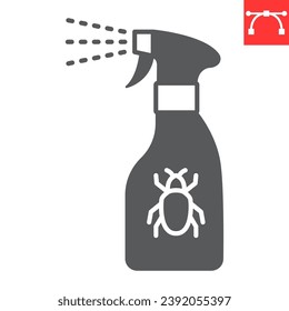 Bug repellent spray glyph icon, pest and insecticide sprayer, insect repellent vector icon, vector graphics, editable stroke solid sign, eps 10.