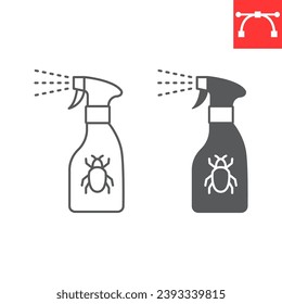 Bug repellent spray line and glyph icon, pest and insecticide sprayer, insect repellent vector icon, vector graphics, editable stroke outline sign, eps 10.