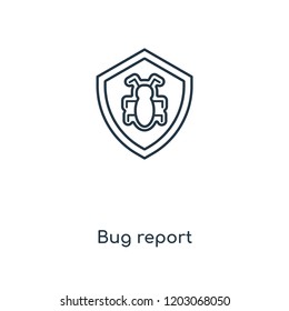 Bug report concept line icon. Linear Bug report concept outline symbol design. This simple element illustration can be used for web and mobile UI/UX.