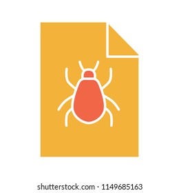 Bug report glyph color icon. Software errors information. Silhouette symbol on white background with no outline. Computer viruses statistics. Negative space. Vector illustration