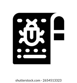 bug report glyph icon. Strong and solid vector icon for websites, mobile interfaces, presentations, and visual branding. High quality and easy to edit.