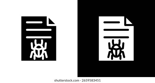 Bug report icon in flat black solid vector set