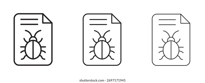 Signo de estilo lineal del icono del informe de error para el concepto y el Diseño web móviles.
